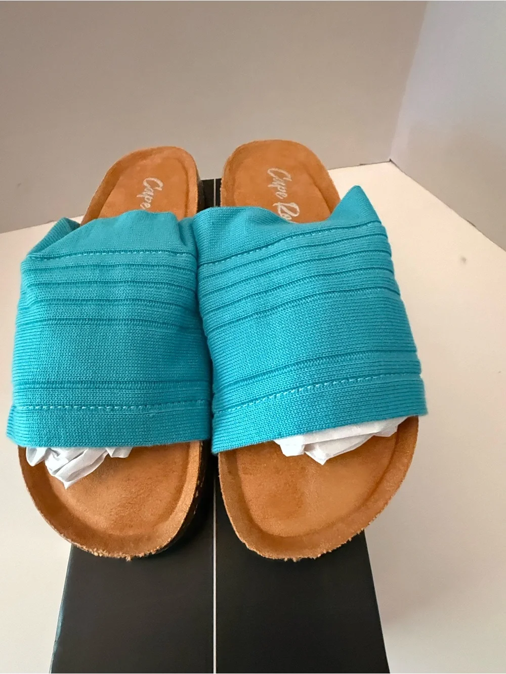 Cape Robbin Teal Slide Sandals NEW Women’s 8.5